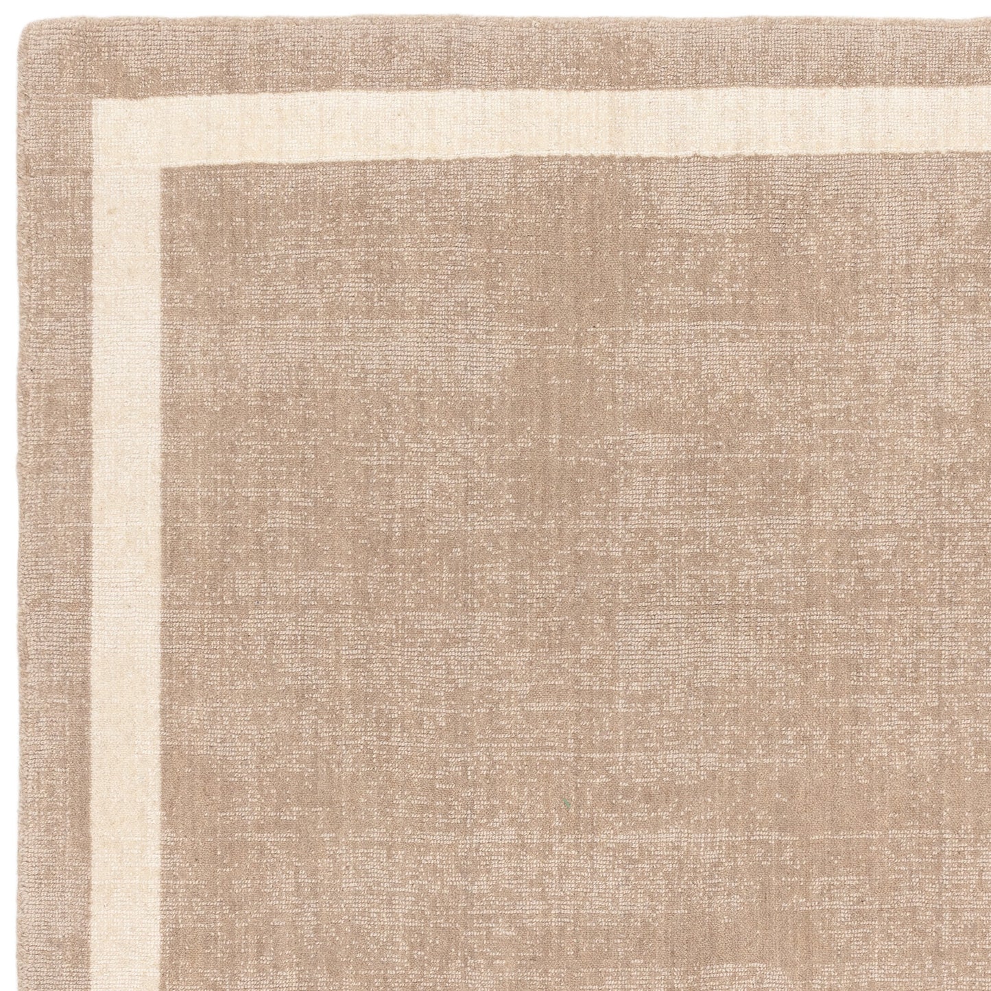 Albi Border Plain Classic Wool Runner Rugs in Sand
