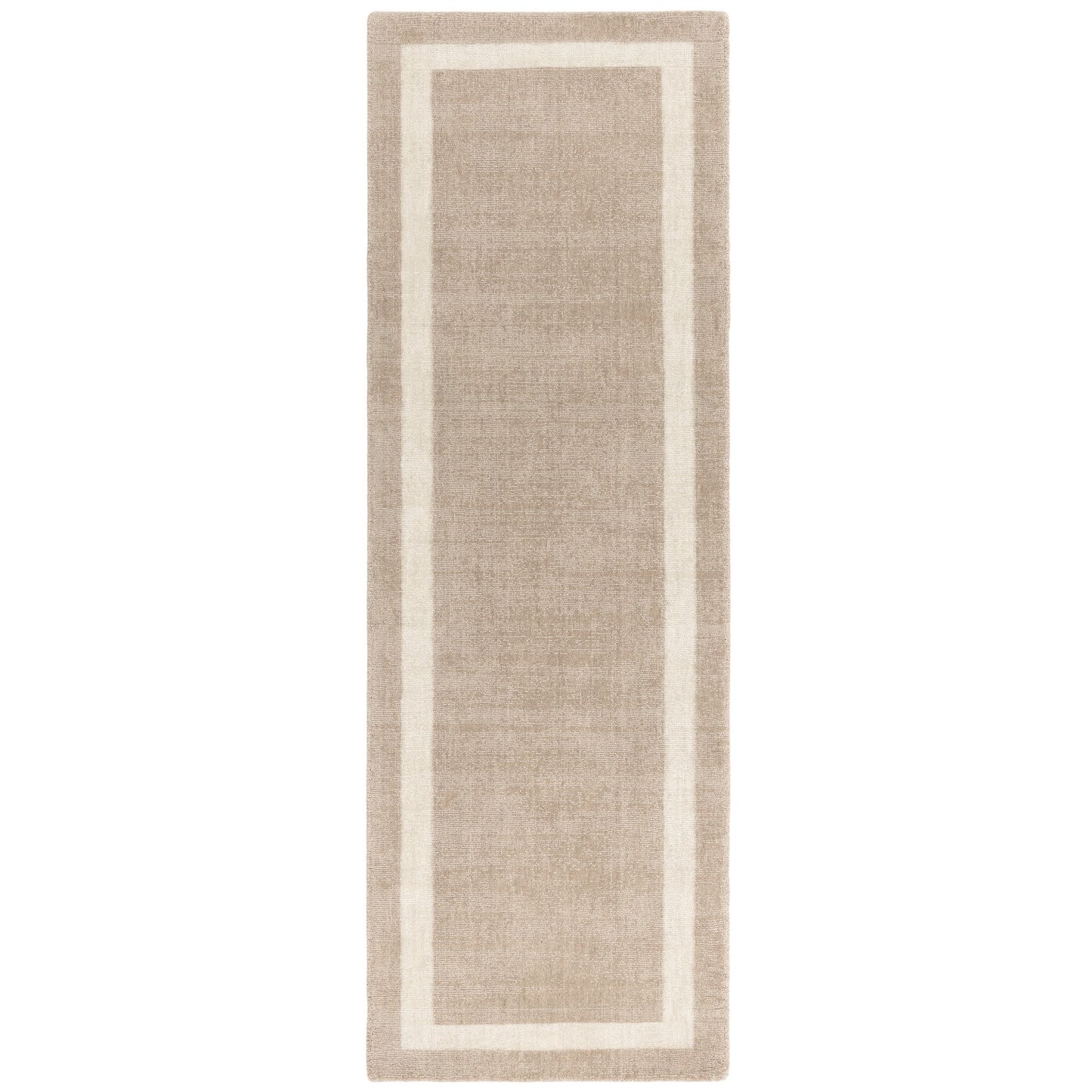Albi Border Plain Classic Wool Runner Rugs in Sand