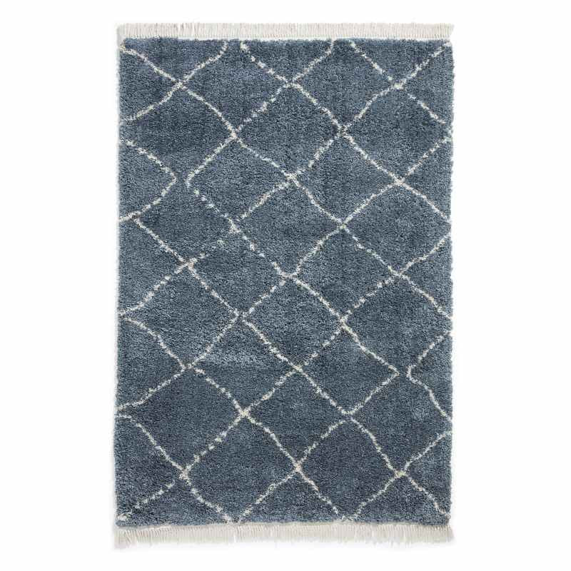 Boho 5413 Berber Shaggy Modern Rugs in Blue