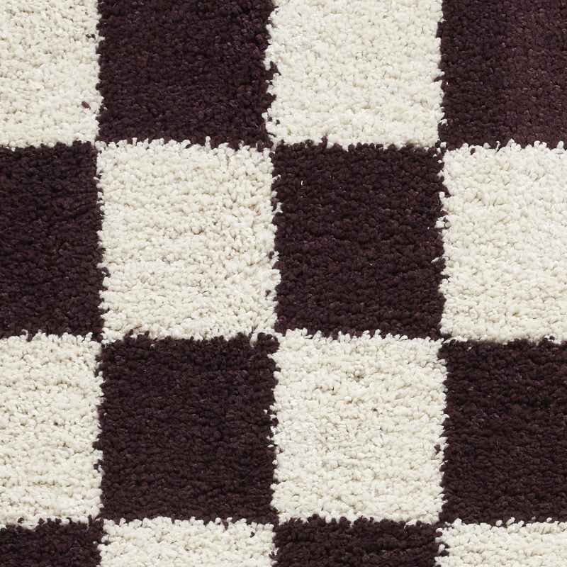 Boho 9433 Checkerboard Shaggy Modern Rugs in Purple