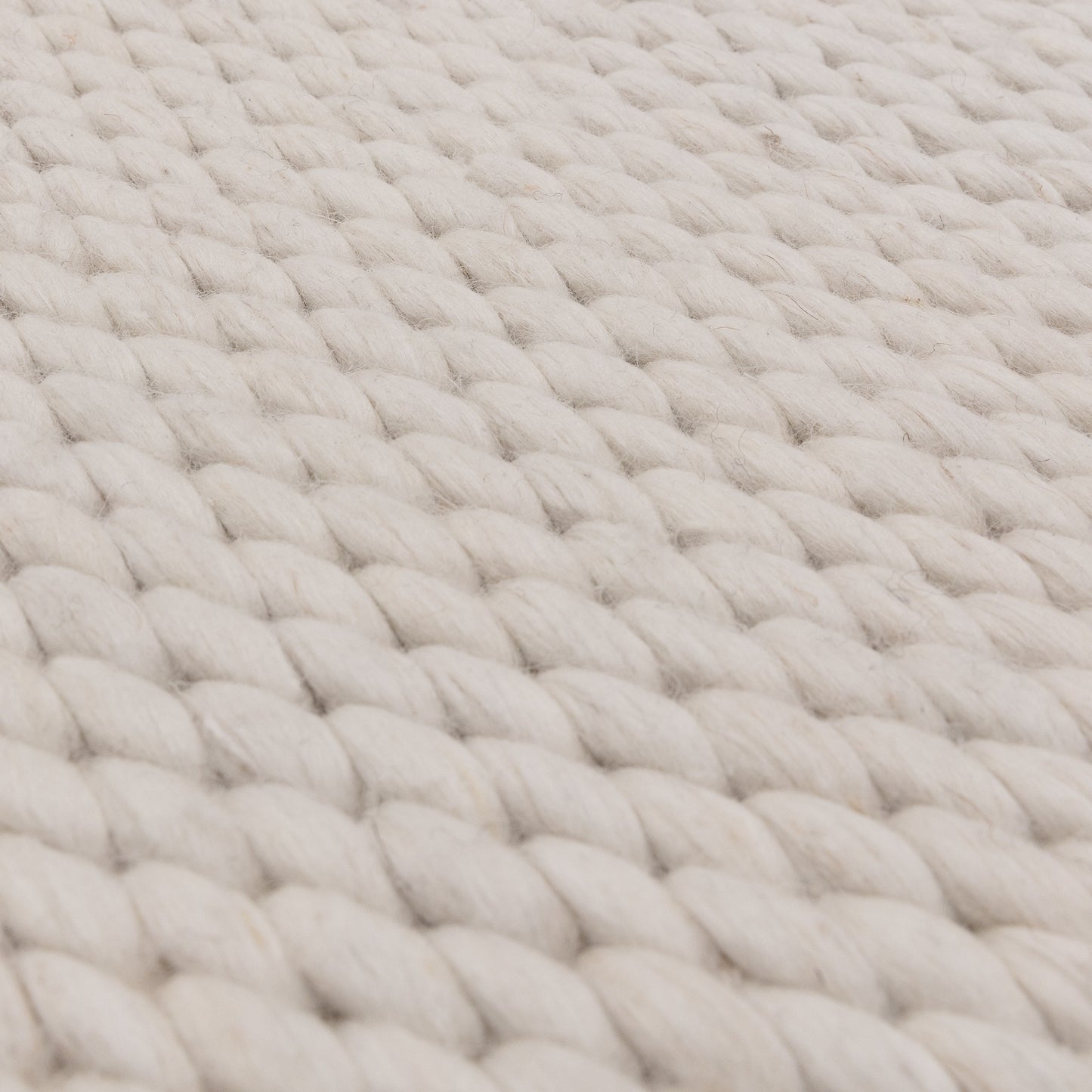 Zander Boho Chunky Wool Plain Rugs in Ivory White