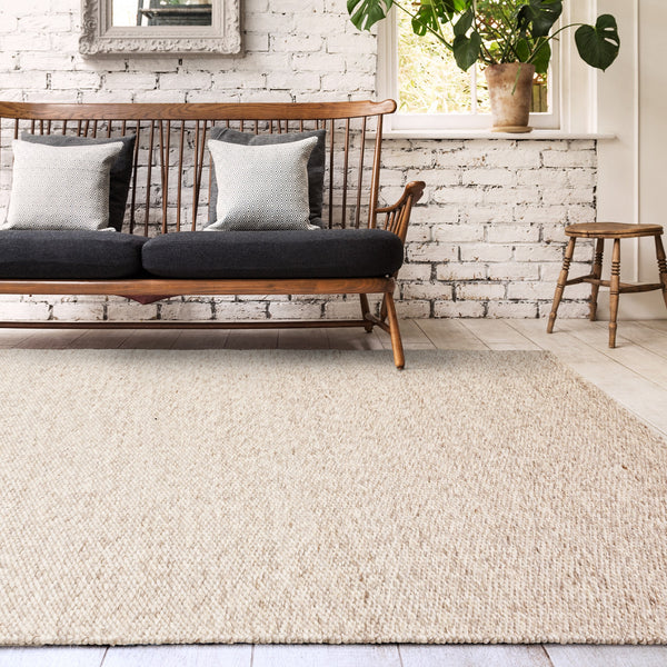 Zander Boho Chunky Wool Plain Rugs in Oyster Natural – The Rug Seller