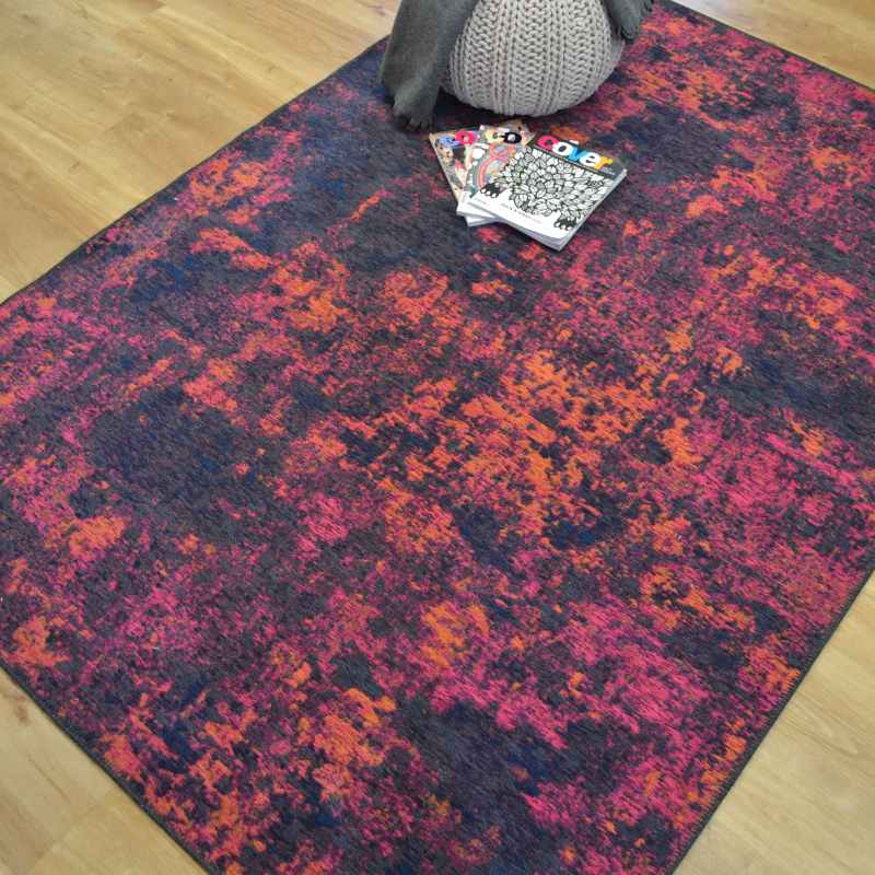 Bruges Abstract Rugs 97003 8005 in Pink Orange Cotton Chenille