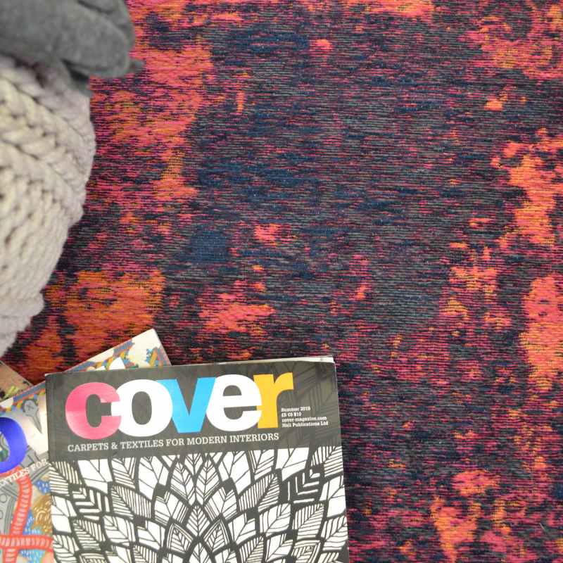 Bruges Abstract Rugs 97003 8005 in Pink Orange Cotton Chenille