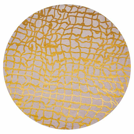 Louis De Poortere Mad Men Dedalo Circle Rugs 9205 in Yellow Scarab
