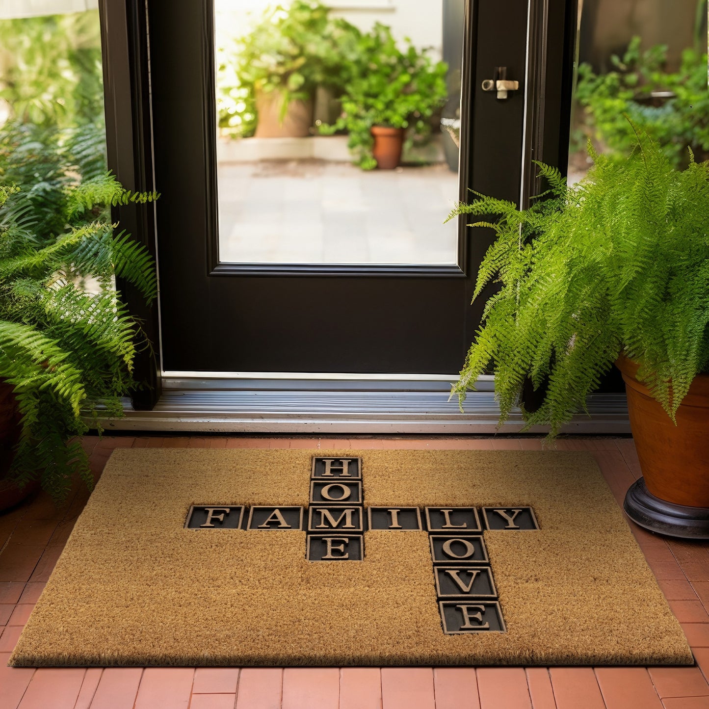 DM02 Home Family Love Coir Doormat in Natural