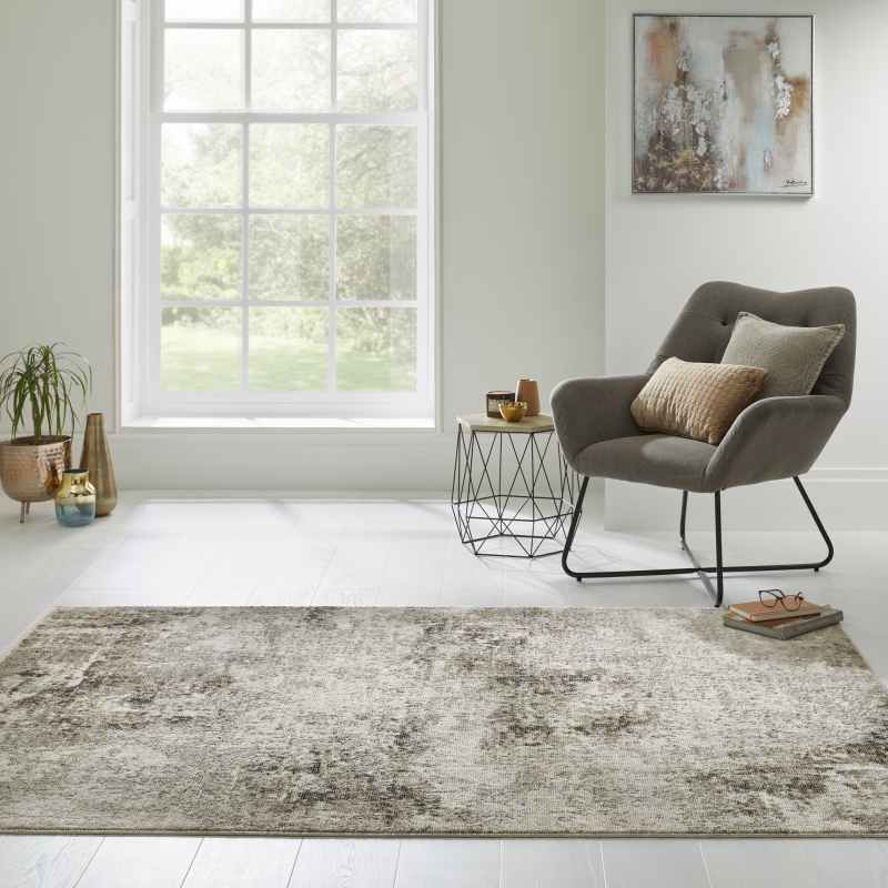 Rossa ROS03 Abstract Rug by Concept Looms in Ivory Grey