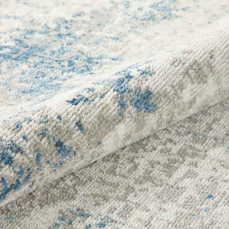 Rossa ROS03 Abstract Circle Rug by Concept Looms in Ivory Blue