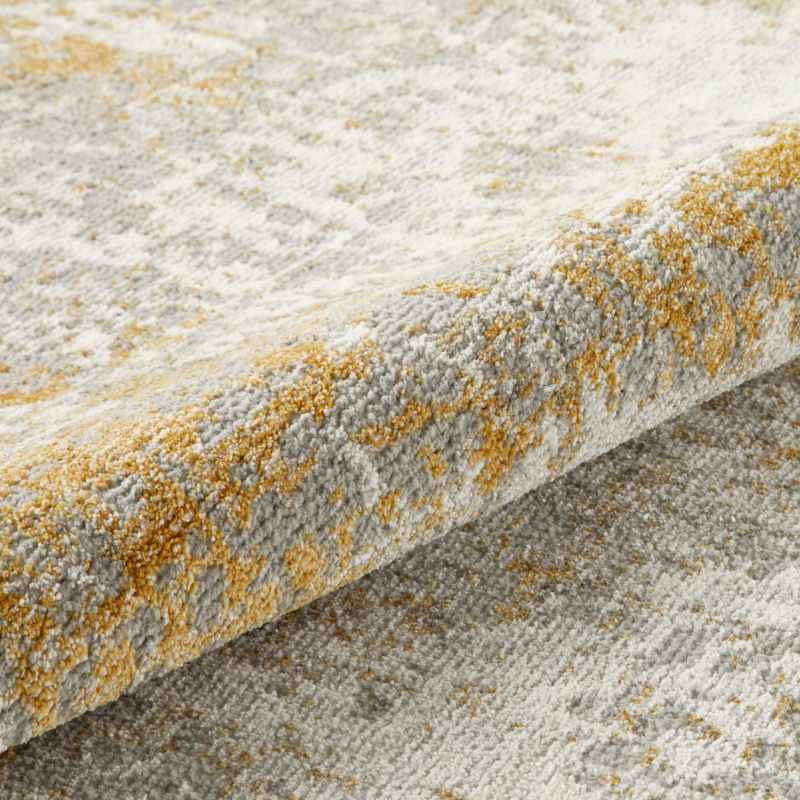 Rossa ROS03 Abstract Circle Rug by Concept Looms in Ivory Gold