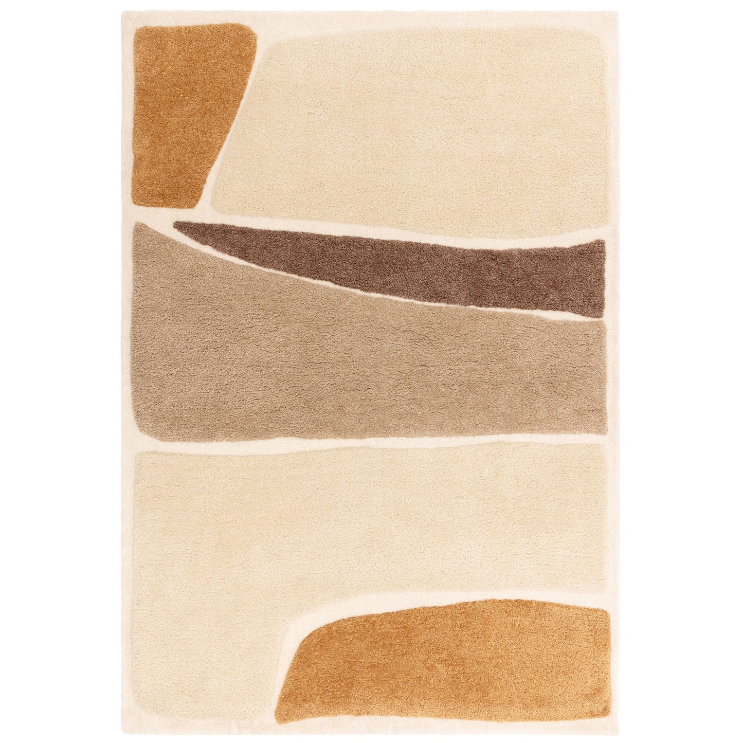 Horizon 1 Modern Geometric Textured Rugs in Hessian Natural