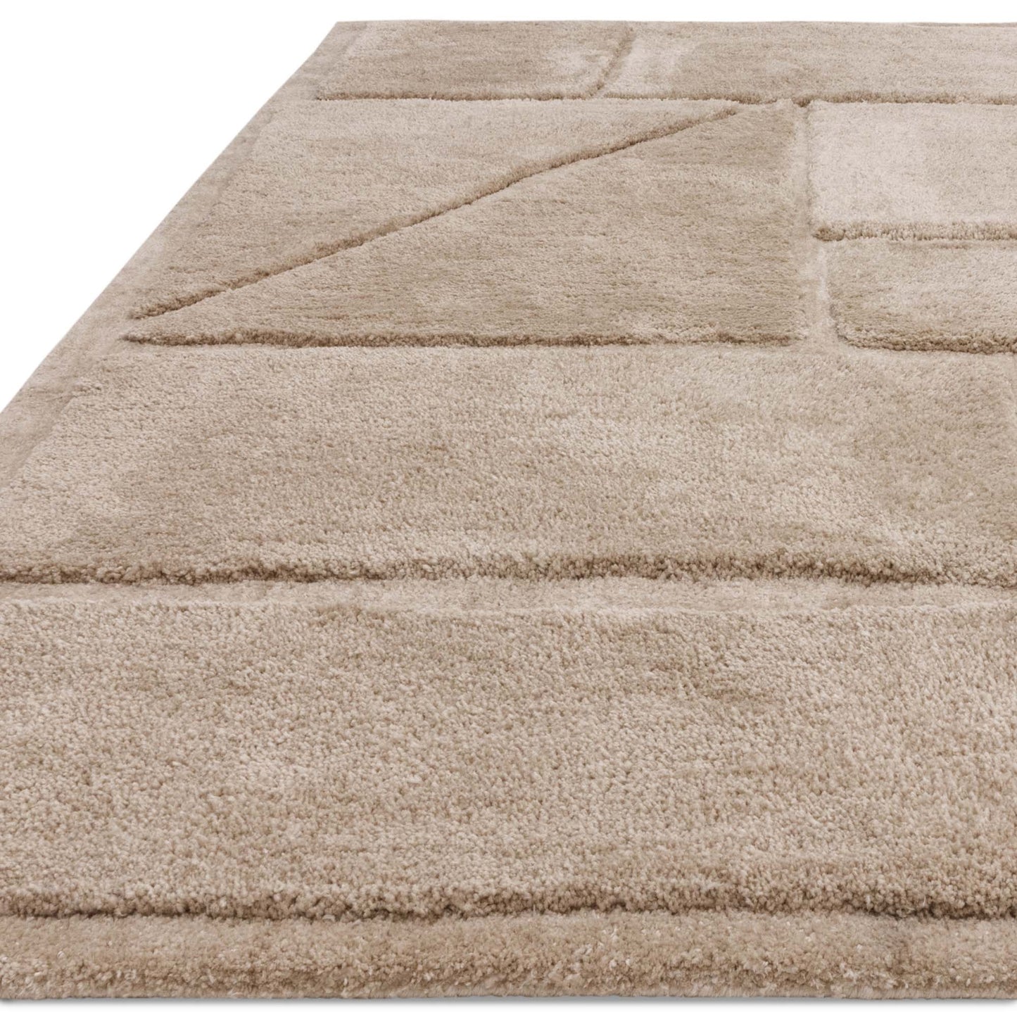 Horizon 2 Modern Geometric Textured Rugs in Sand Natural