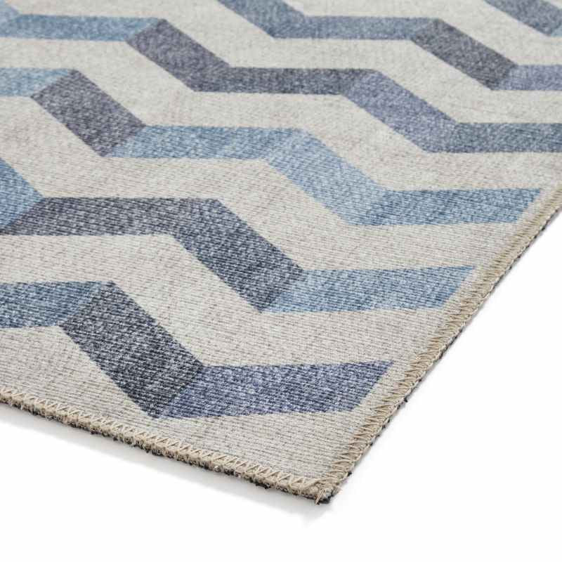 Coral H1059 Modern Washable Chevron Rugs in Blue