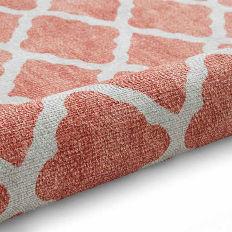 Coral H1063 Modern Washable Trellis Rugs in Orange