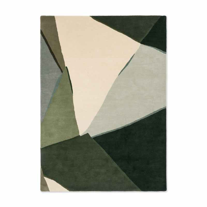 Sumi Reflect Abstract Wool Rugs 143717 Fern by Harlequin