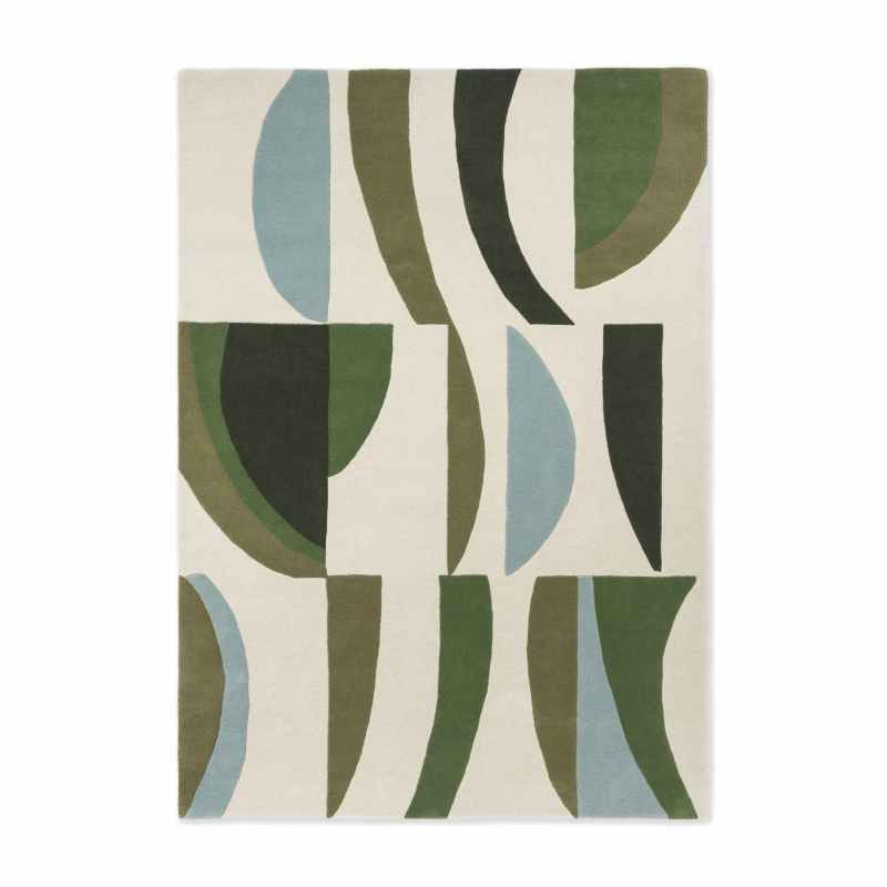Torillo Abstract Wool Rugs 143907 Emerald Green by Harlequin