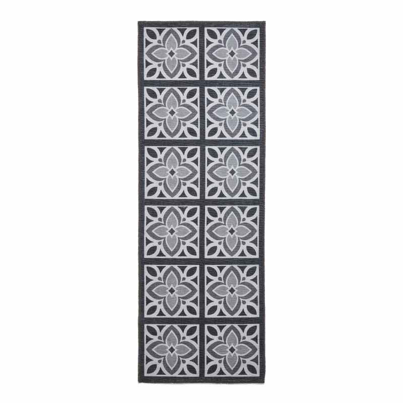 Victoria H1191 Modern Geometric Washable Runner Rugs in Grey