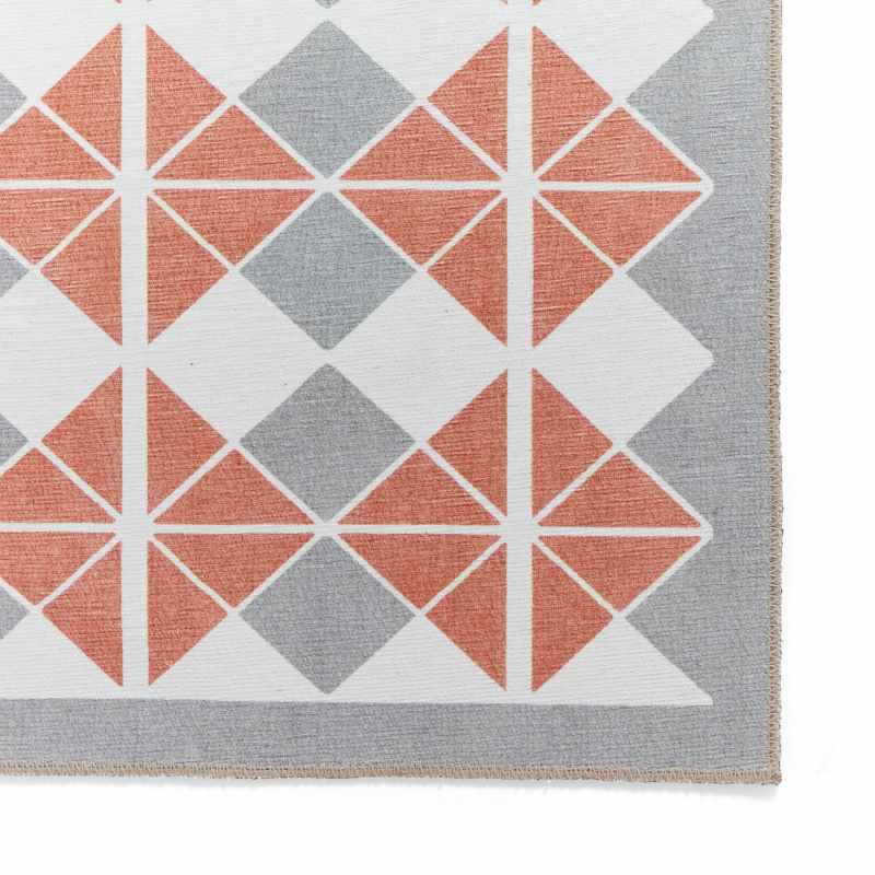 Victoria H1184 Modern Geometric Washable Rugs in Grey Orange