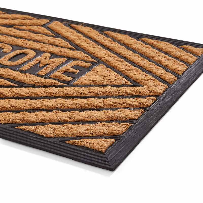 Coco Rubber Welcome Coir Doormat in Natural Black