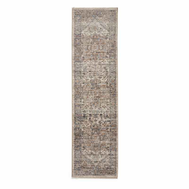 Vintage 35018 Traditional Motif Border Runner Rugs in Blue
