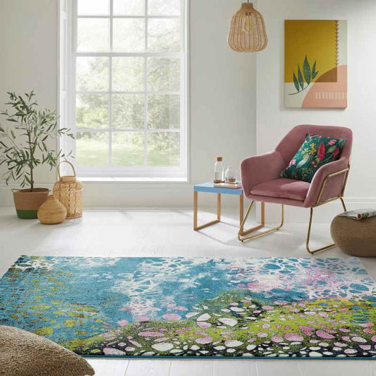 Art ART103 Abstract Modern Rugs by Concept Looms in Blue