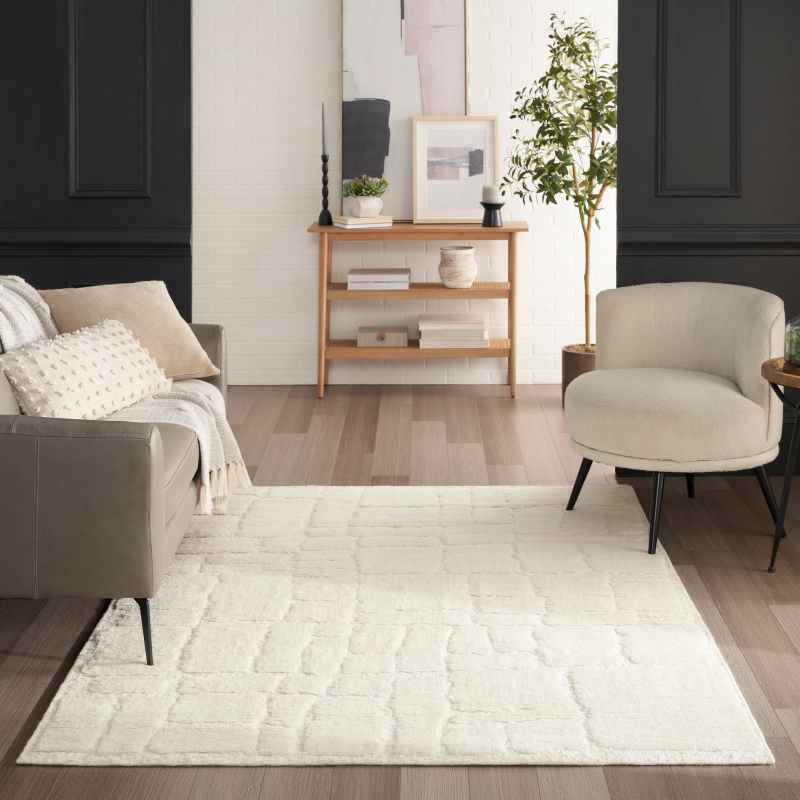 Blanco BLO02 Geometric Wool Rugs by Nourison in Ivory White