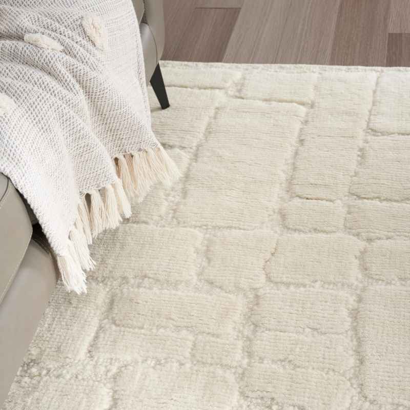 Blanco BLO02 Geometric Wool Rugs by Nourison in Ivory White