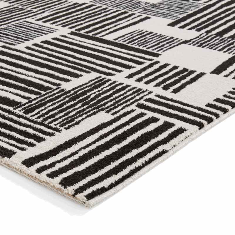 Blocks Modern Geometric Washable Rugs by Catherine Lansfield in Black White