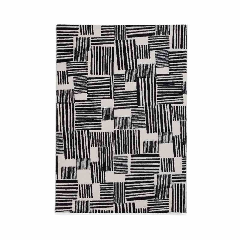 Blocks Modern Geometric Washable Rugs by Catherine Lansfield in Black White