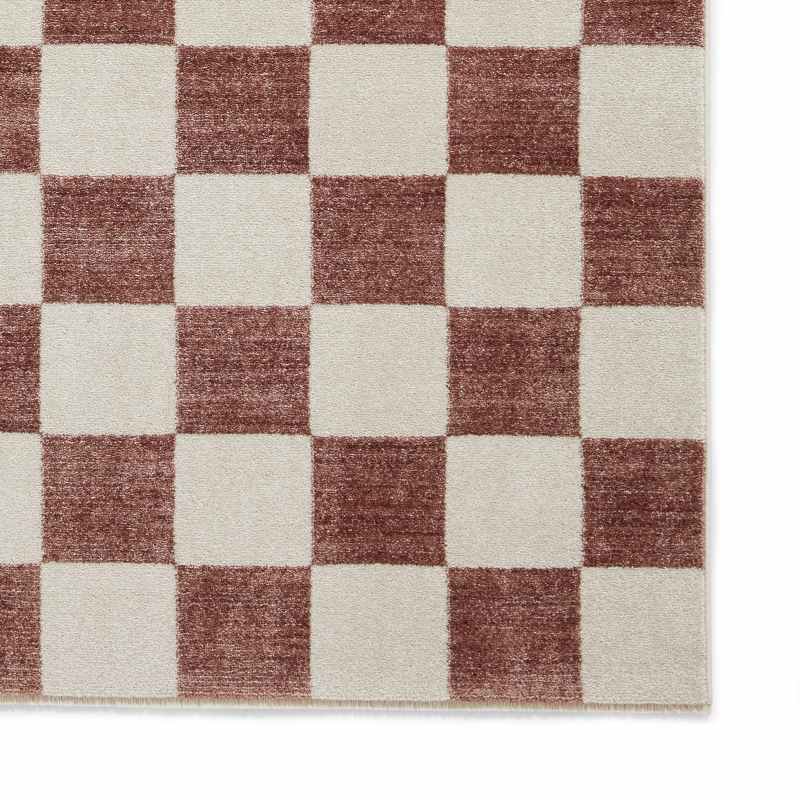 Baltimore 66618 Checkerboard Geometric Modern Runner Rugs in Plum Purple