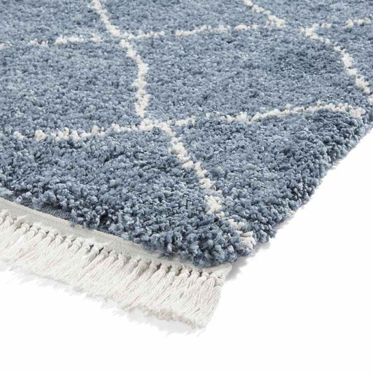 Boho 5413 Berber Shaggy Modern Runner Rugs in Blue