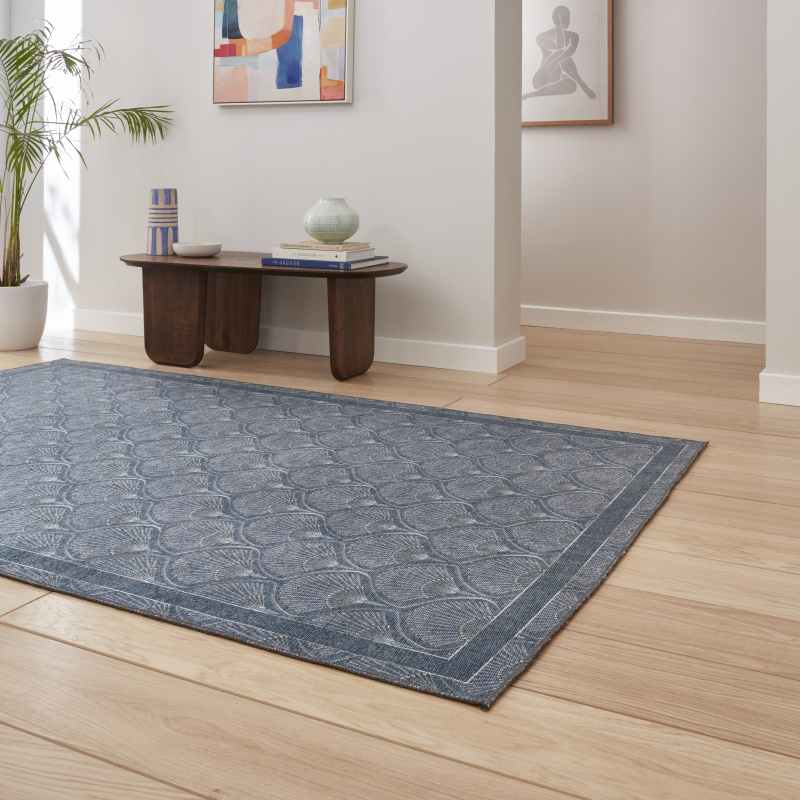 Deco Peacock Modern Washable Rugs by Catherine Lansfield in Blue