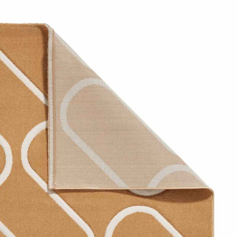 Linear Curve Modern Geometric Rugs by Catherine Lansfield in Ochre Yellow