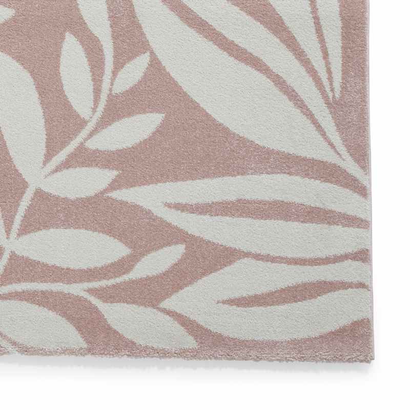 Sorral Leaves Modern Rugs by Catherine Lansfield in Rose Pink