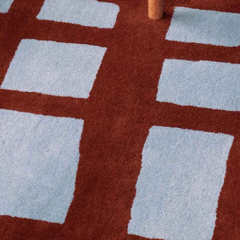 Arlo Geometric Wool Rugs 124103 by Scion in Brick Red