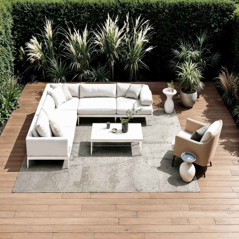 Louis De Poortere Indoor Outdoor Mad Men Sol Rug 9735 in Albatre