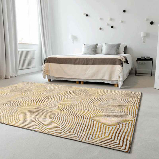 Louis De Poortere Meditation Coral Rugs 9799 in Yellow Hippy