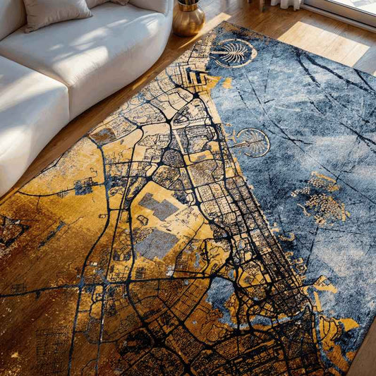 Louis De Poortere Cities Dubai Rugs in 9698 Gold Sea