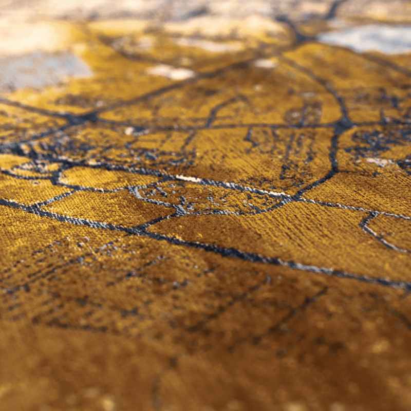 Louis De Poortere Cities Dubai Round Rugs in 9698 Gold Sea
