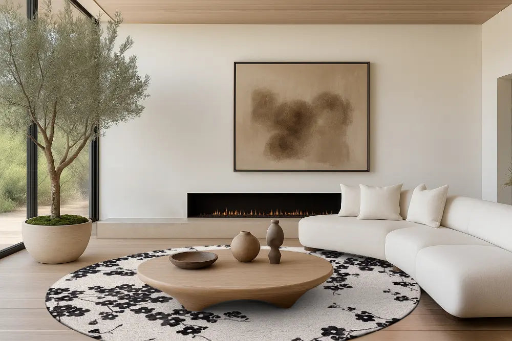 Sakura Night Snow 9835 Washable Rug