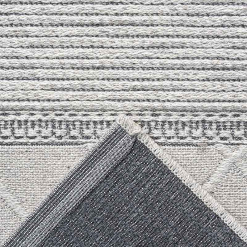 High Line 99052 3037 Stripe Geometric Wool Flatweave Rug in Grey