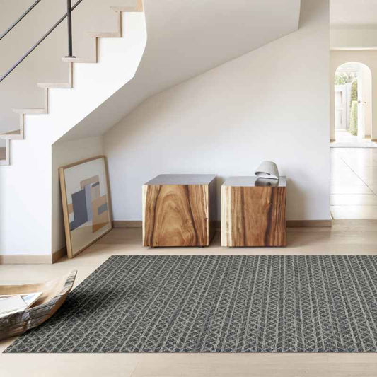 High Line Geometric Rugs 99103 3025 in Anthracite Grey