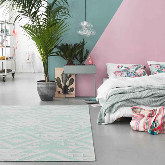 Light Mellow Geometric Wool Rugs 004 10 by Accessorize