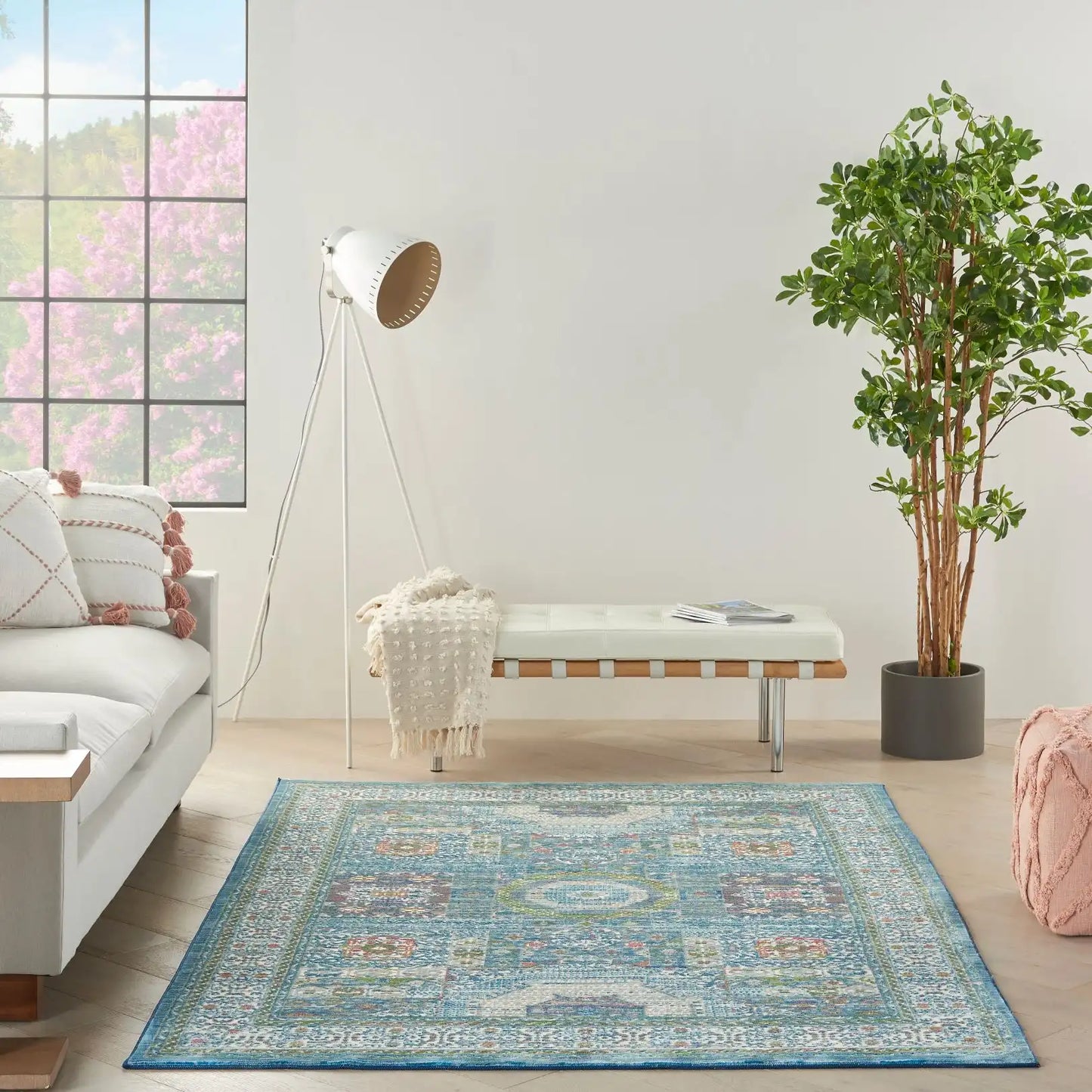 ANKARA GLOBAL ANR17 Ivory Light Blue Rug RS