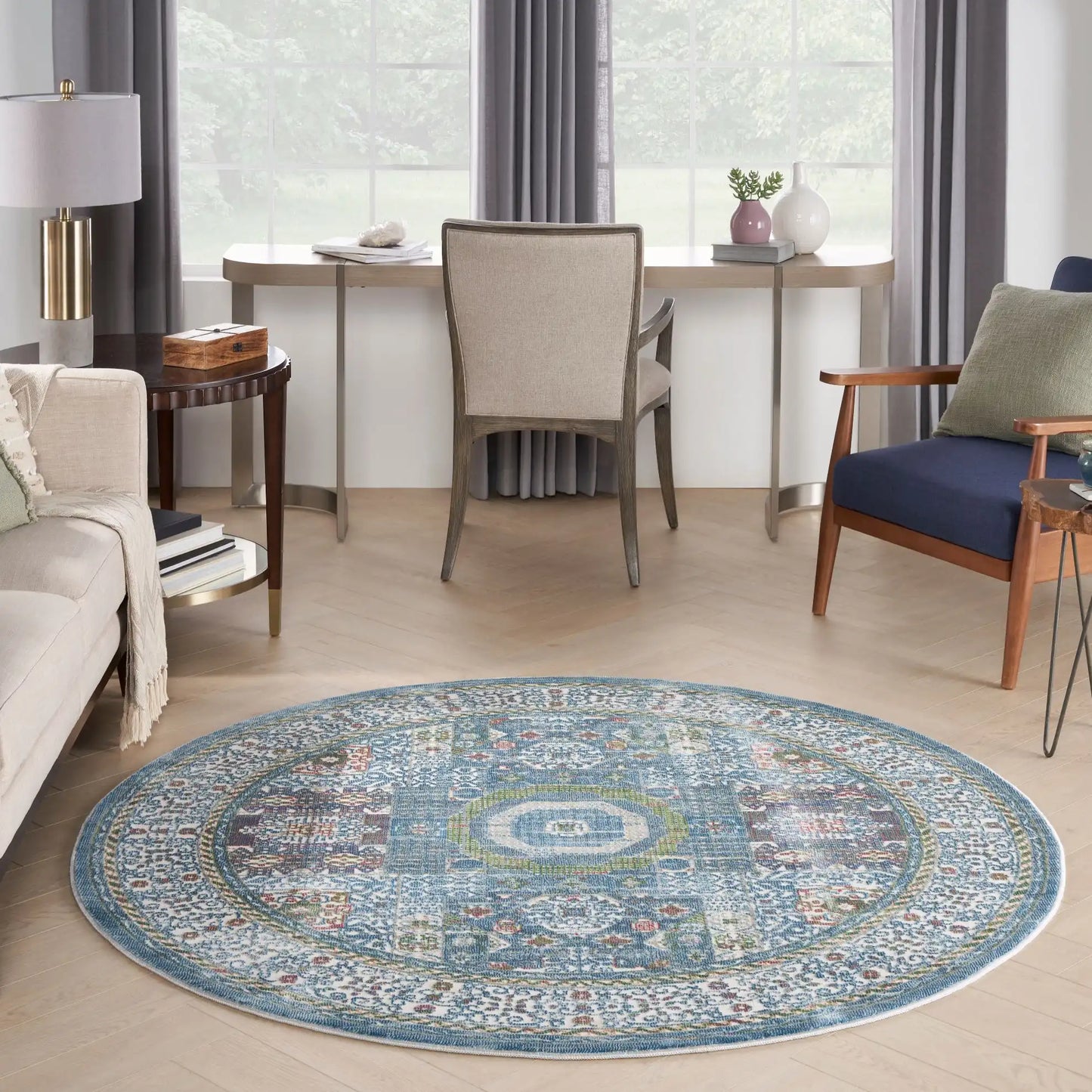 ANKARA GLOBAL ANR17 Ivory Light Blue Rug RS