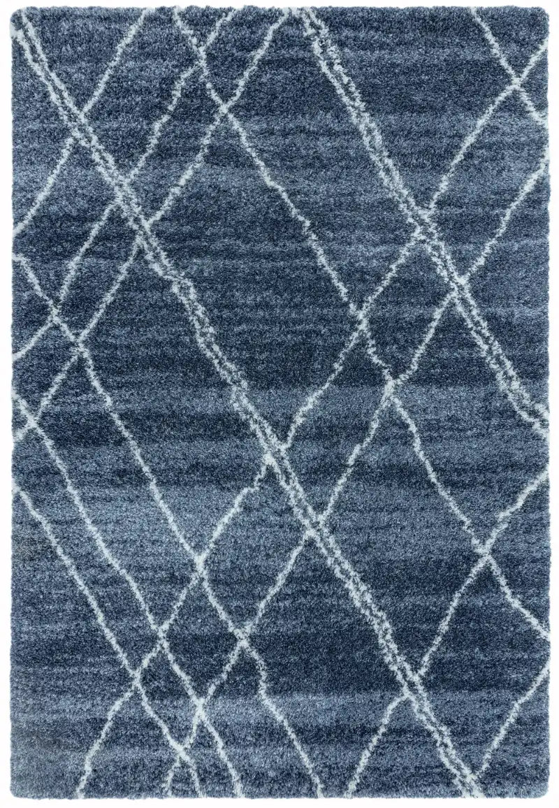 Asiatic alto al01 blue and cream Blue, Cream Living Room Shaggy Rug.