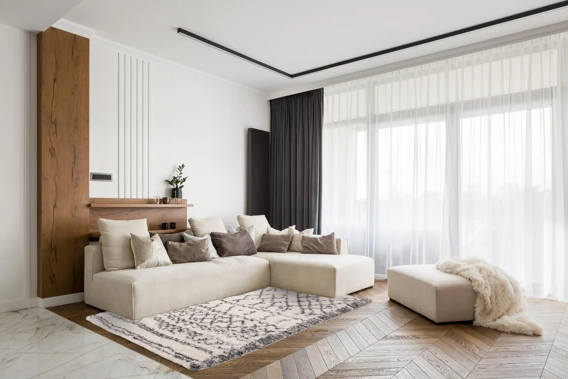 Asiatic alto al04 cream and grey Grey, Cream Living Room Shaggy Rug.