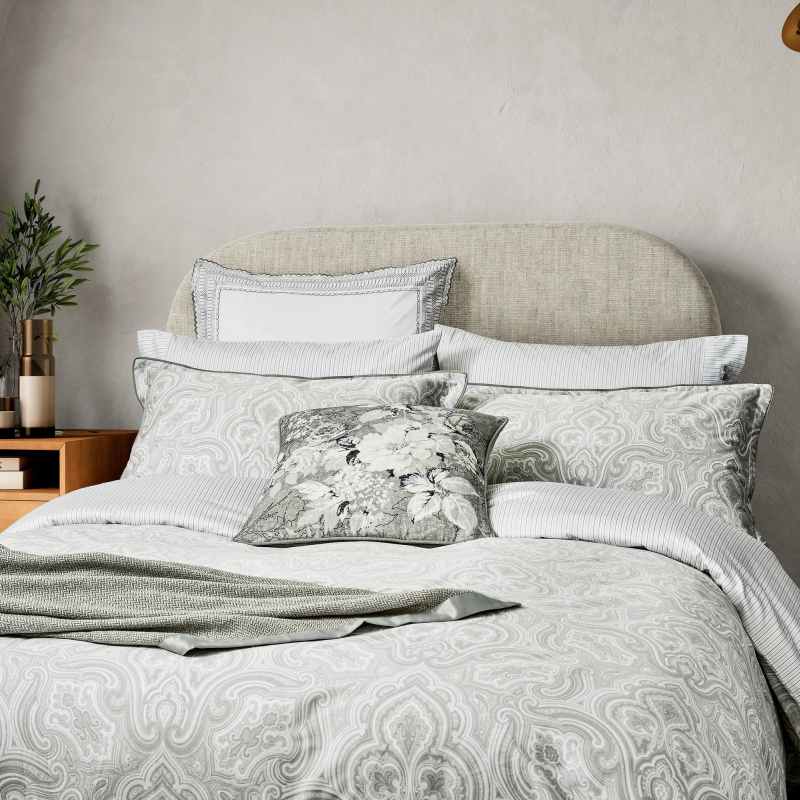 Amalia Bedding by Bedeck of Belfast in White Silver Grey