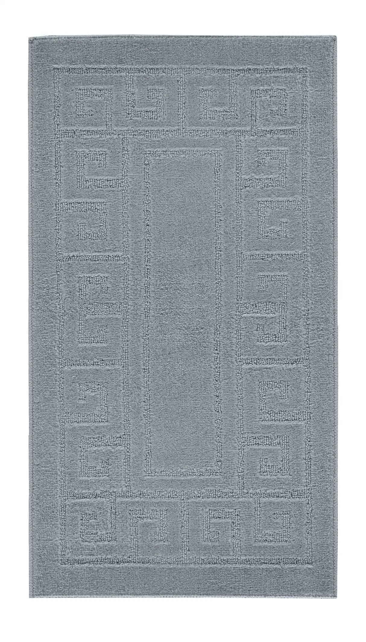 Washable 9mm Gel-Back Ivy Greek Key Dark Grey Rug