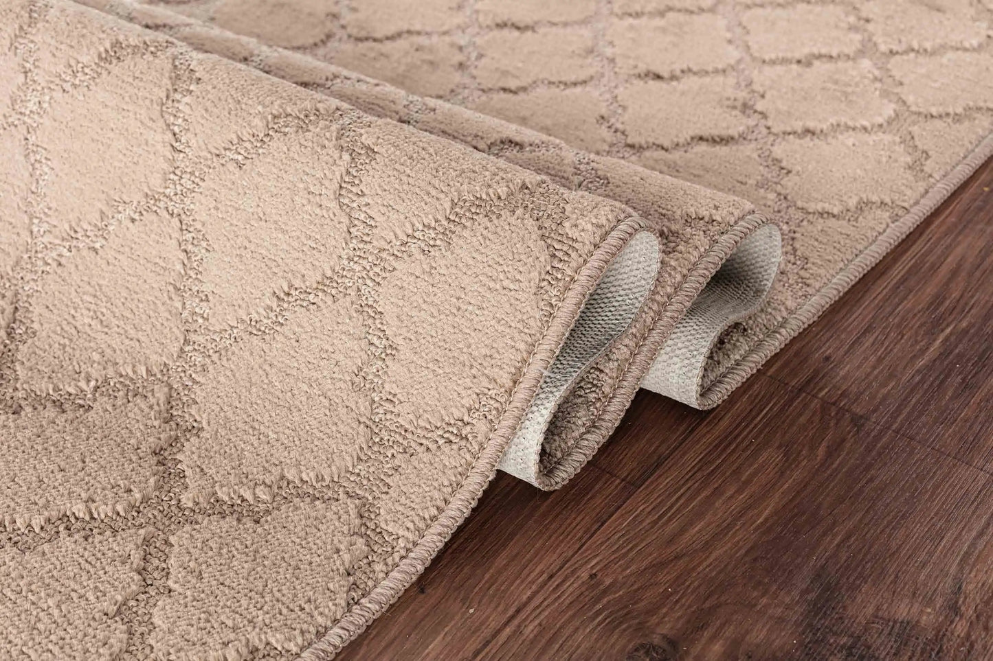 Washable 9mm Gel-Back Ivy Trellis Beige Rug