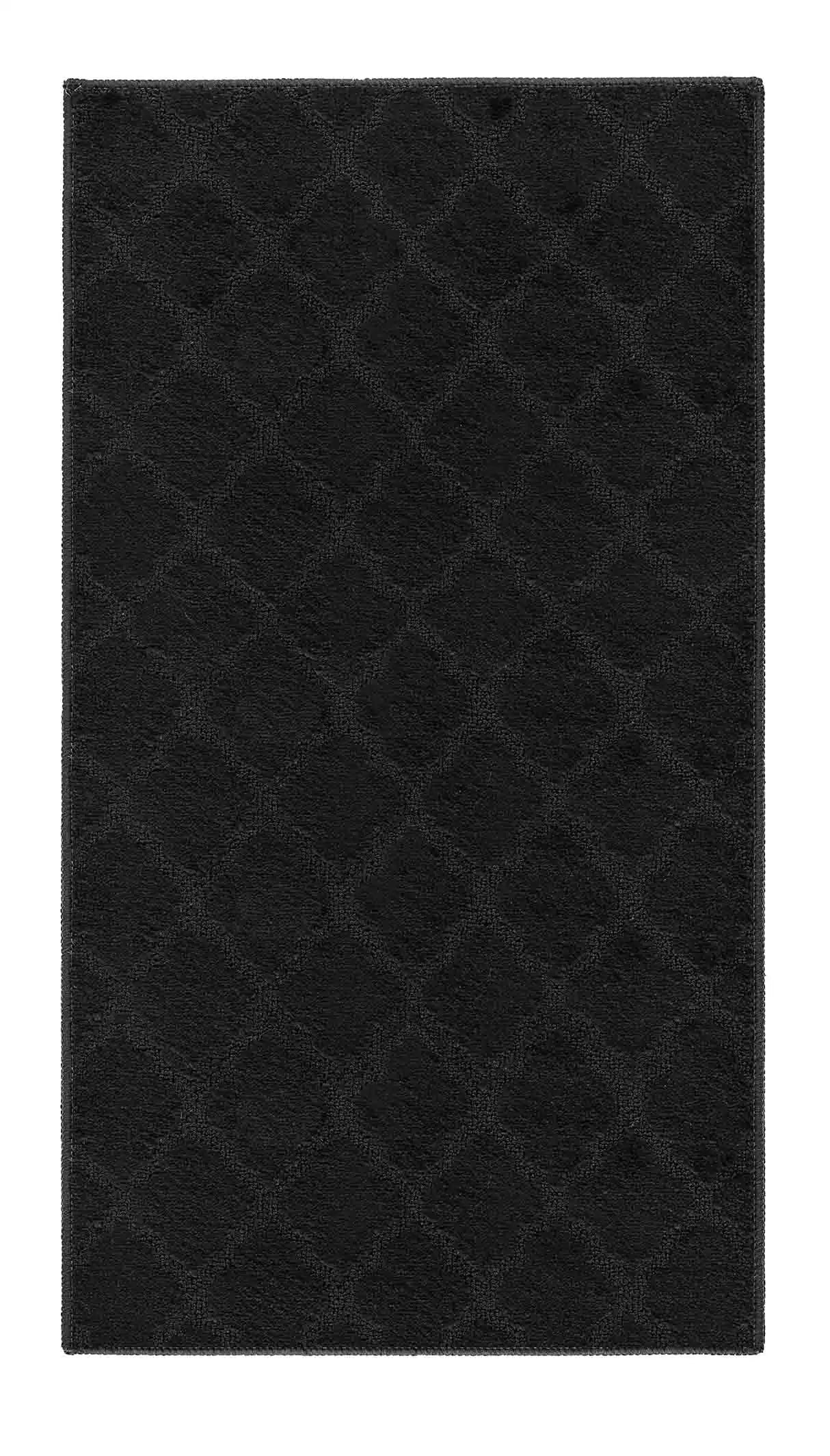 Washable 9mm Gel-Back Ivy Trellis Black Rug